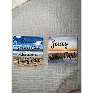 Ceramic Coaster Jersey Girl Beach w Cork Backing